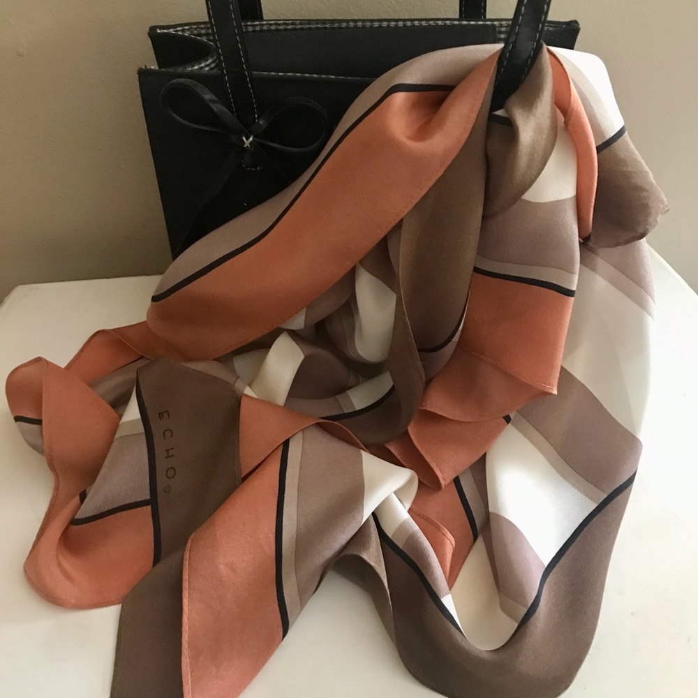 Vintage ECHO silk scarf. Warm tones